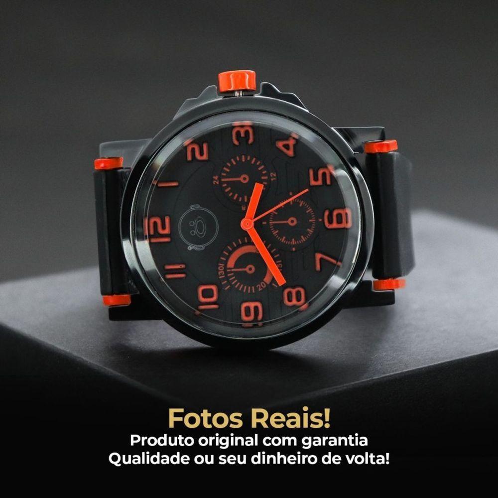 Relógio Masculino Aço Inox Preto Silicone Qualidade Analogico Presente Original Casual - 8