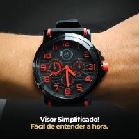 Relógio Masculino Aço Inox Preto Silicone Qualidade Analogico Presente Original Casual - 7