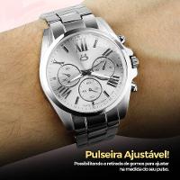 Relógio Feminino Casual Prata Aço Inox Social + Caixa Edição Limitada Presente Ponteiro Original - 4