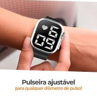 Relógio Feminino Aço Inox Ultra Digital Silicone Led + Caixa Preto Original Garantia Prata Presente - 6
