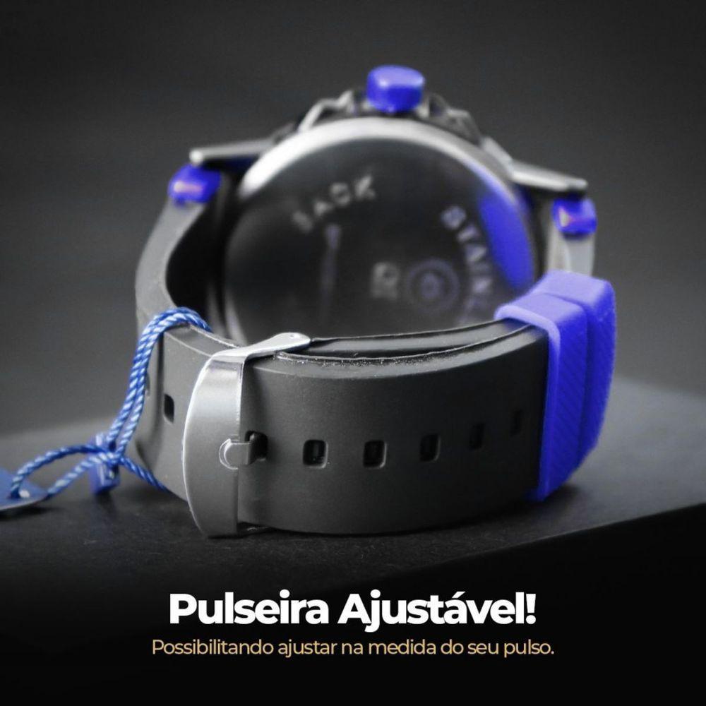 Relogio Masculino Preto Qualidade Casual Azul Social Presente Ajustavel Analogico Original - 7