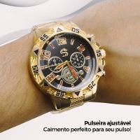 Relogio Masculino Banhado + Cordão Cruz + Pulseira Grumet Casual Analogico Social Qualidade - 6