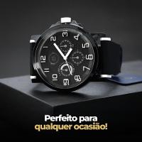 Relogio Masculino Aço Silicone + Oculos Sol Protecao Uv Presente Analogico Qualidade Branco - 2