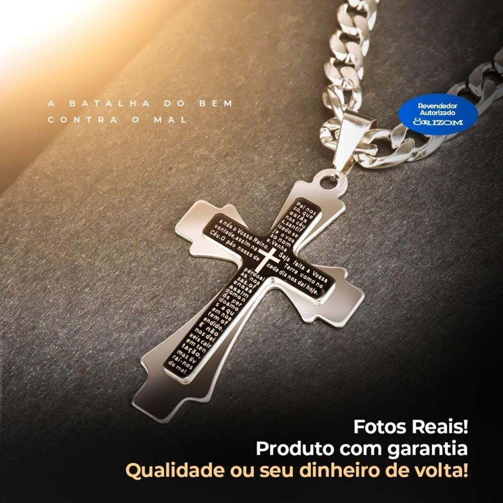 Relogio Masculino Aço Prata + Cordao Crucifixo Presente Qualidade Pulseira Ajustavel Social - 7