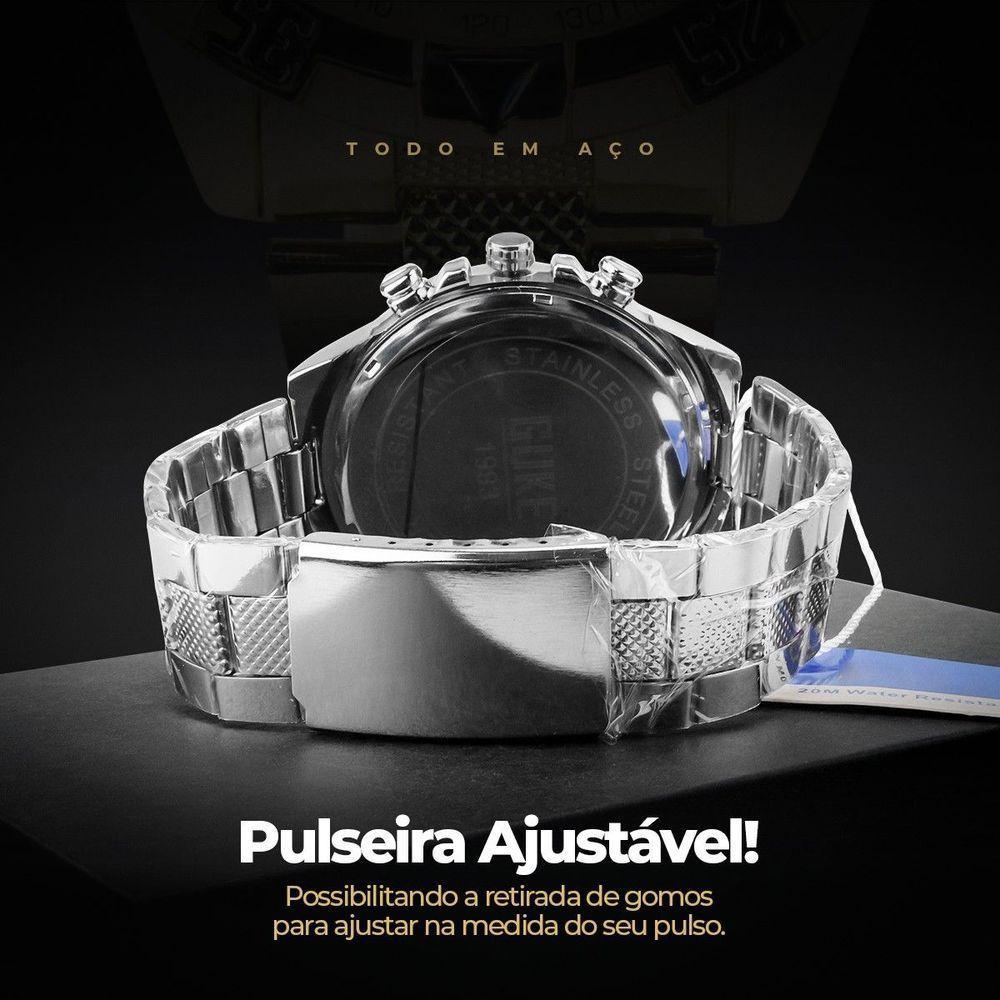 Relogio Masculino Aço Inoxidavel Prova Dagua Social Presente Pesado Original Grande Casual - 2