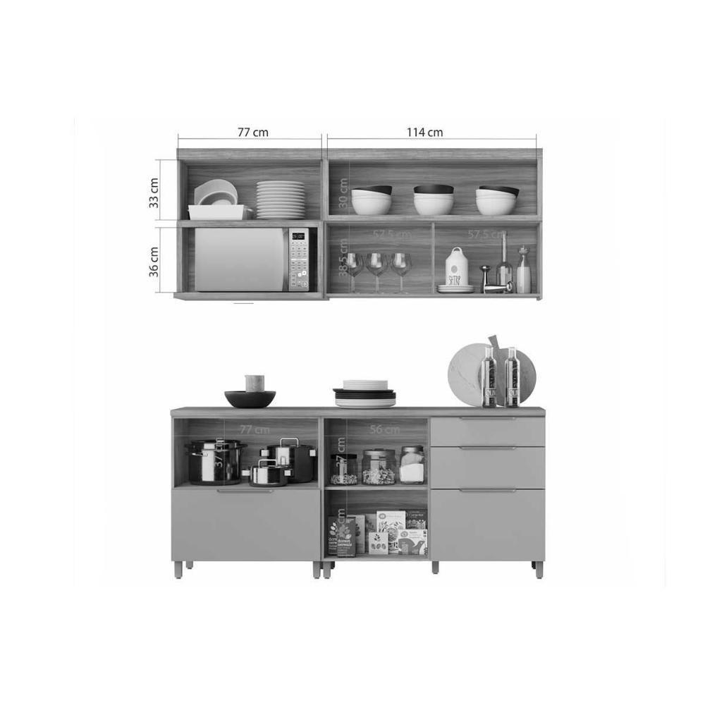 Cozinha Completa Completa Marquesa 4 Peças Nature/Verde - Nesher - 2