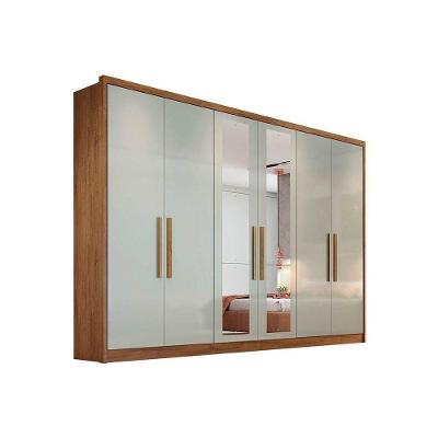 Guarda Roupa Casal 6 Portas e 6 Gavetas c/ Espelho Robust P6 Portas e 6 Gavetas c/ Espelho Robust Pluslus Freijo Cumaru c/ Fendi - Novo Horizonte