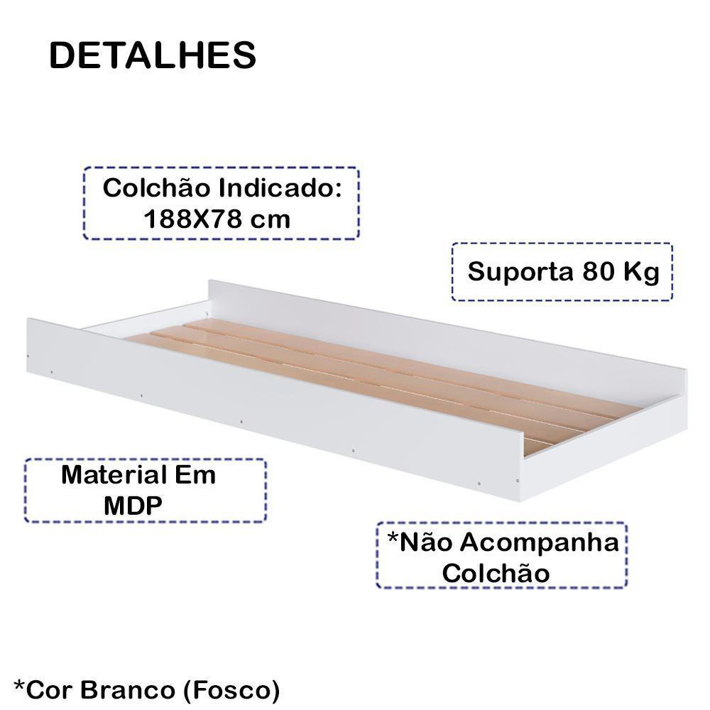 Cama Auxiliar Com Rodizios Bb692 Branco Comm Branco - 3