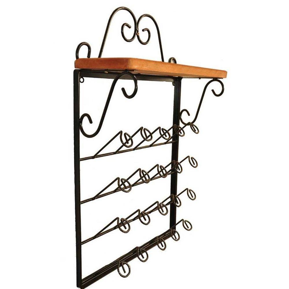 Porta Copos De Parede Rústico Ferro E Madeira Artesanal Para 20 Copos - 3