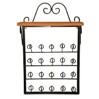 Porta Copos De Parede Rústico Ferro E Madeira Artesanal Para 20 Copos - 1