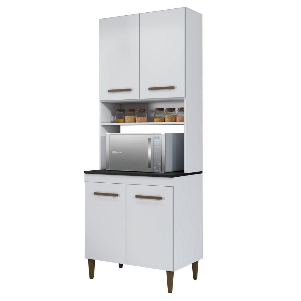 Paneleiro Torre Quente 4 Portas 3 Prateleiras Atenas Kaiki Moveis Branco - 1