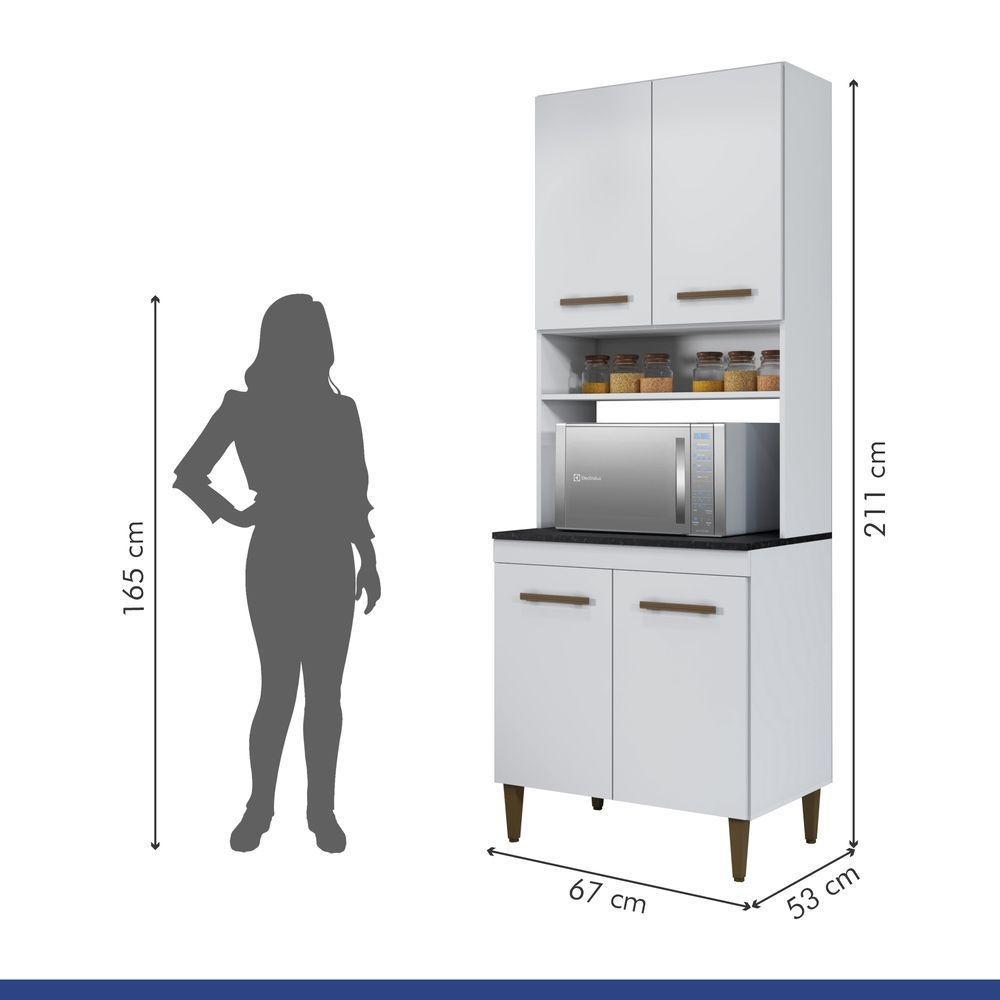 Paneleiro Torre Quente 4 Portas 3 Prateleiras Atenas Kaiki Moveis Branco - 2