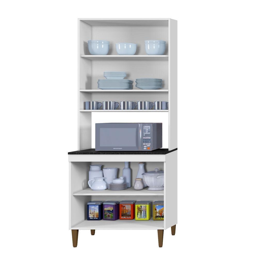 Paneleiro Torre Quente 4 Portas 3 Prateleiras Atenas Kaiki Moveis Branco - 3