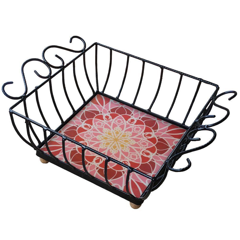 Fruteira De Mesa Ferro E Azulejo Quadrada Grande Pra Cozinha Azulejo G5 - 4