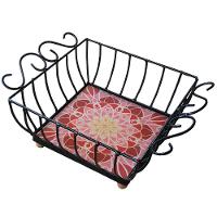 Fruteira De Mesa Ferro E Azulejo Quadrada Grande Pra Cozinha Azulejo G5