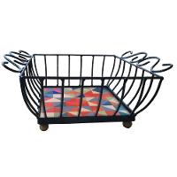 Fruteira De Mesa Ferro E Azulejo Quadrada Grande Pra Cozinha Azulejo G7 - 3