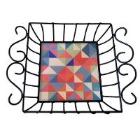 Fruteira De Mesa Ferro E Azulejo Quadrada Grande Pra Cozinha Azulejo G7 - 5