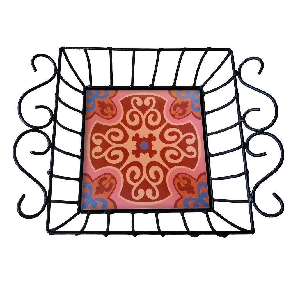 Fruteira De Mesa Ferro E Azulejo Quadrada Grande Pra Cozinha Azulejo G4 - 4