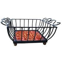 Fruteira De Mesa Ferro E Azulejo Quadrada Grande Pra Cozinha Azulejo G4 - 3