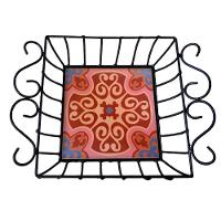 Fruteira De Mesa Ferro E Azulejo Quadrada Grande Pra Cozinha Azulejo G4