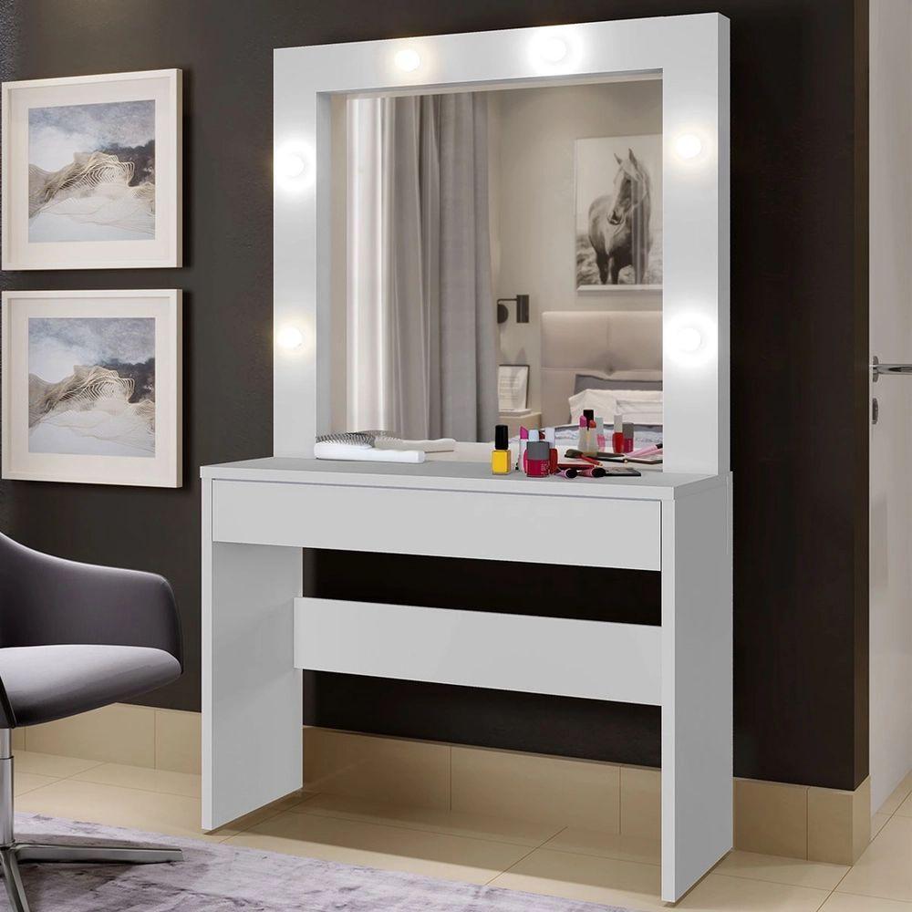 Penteadeira Camarim Requinte 1 Gaveta Mavaular Branco - 2