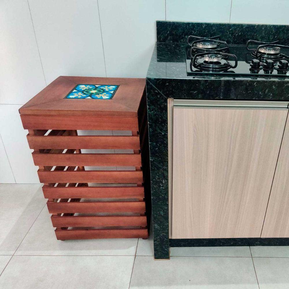 Porta Botijão De Gás Móvel Aparador Para Cozinha C- Ladrilho - 2