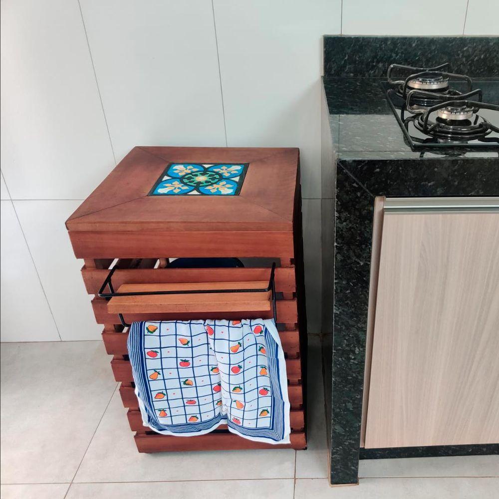 Porta Botijão De Gás Móvel Aparador Para Cozinha C- Ladrilho - 8