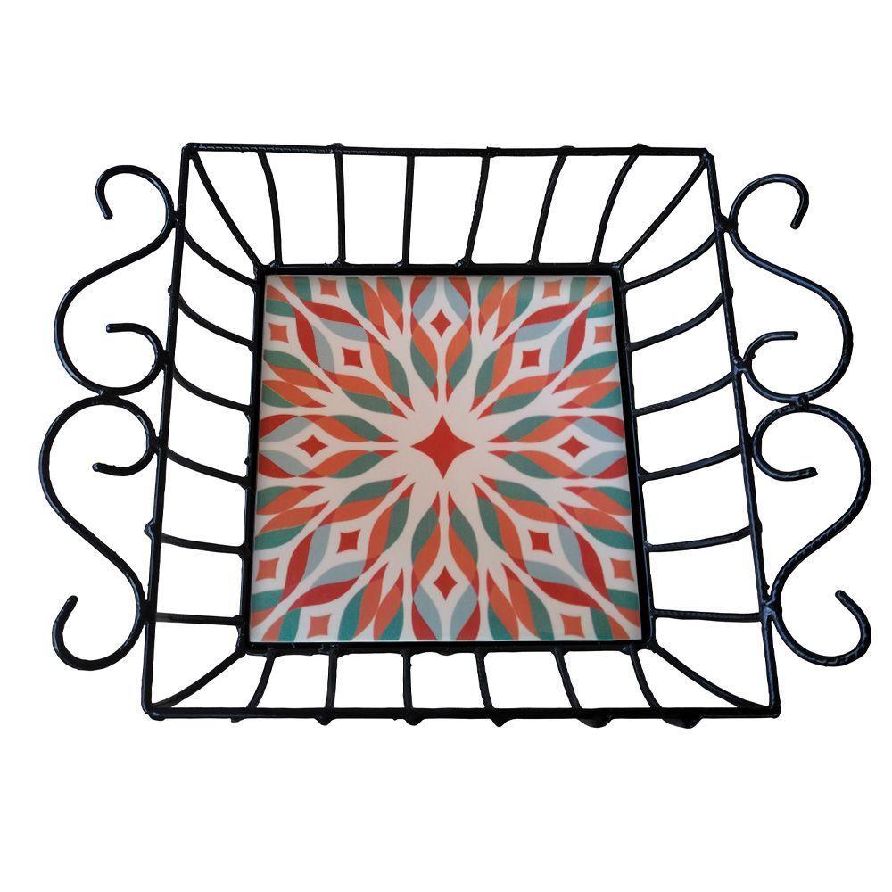 Fruteira De Mesa Ferro E Azulejo Quadrada Grande Pra Cozinha Azulejo G1 - 5