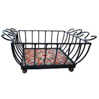 Fruteira De Mesa Ferro E Azulejo Quadrada Grande Pra Cozinha Azulejo G1 - 3