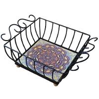 Fruteira De Mesa Ferro E Azulejo Quadrada Grande Pra Cozinha Azulejo G6 - 1