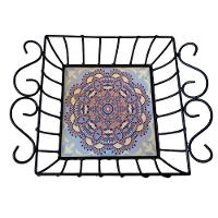 Fruteira De Mesa Ferro E Azulejo Quadrada Grande Pra Cozinha Azulejo G6 - 5