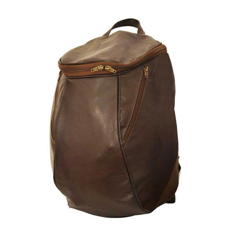 Mochila Masculina De Couro Grande Cor Marrom Com Faixa Branca? Não - 1