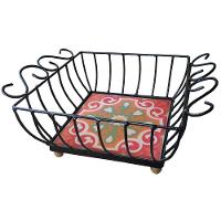 Fruteira De Mesa Ferro E Azulejo Quadrada Grande Pra Cozinha Azulejo G3