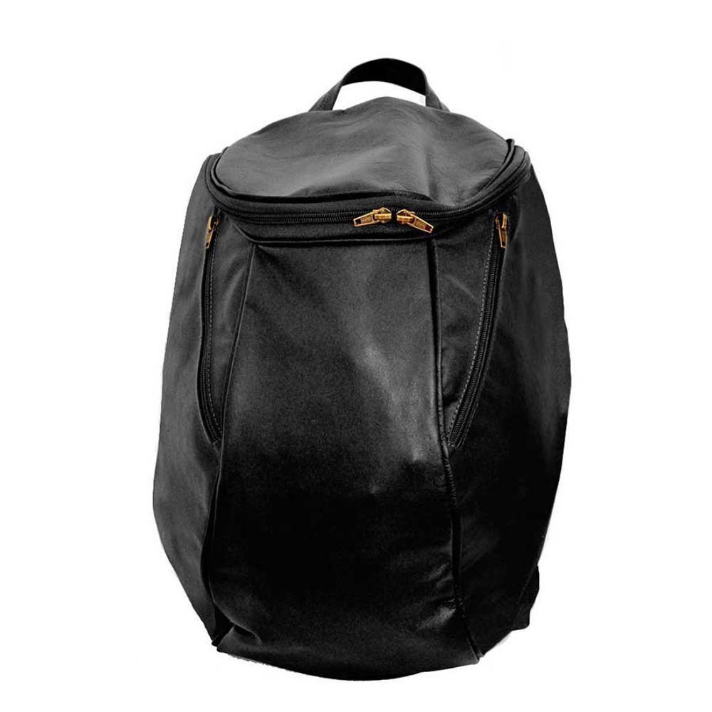 Mochila Masculina De Couro Grande Cor Preto Com Faixa Branca - 2