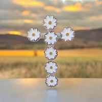 Crucifixo Adornado Em Flores 3d Madeira Maciça Artesanal. - 2