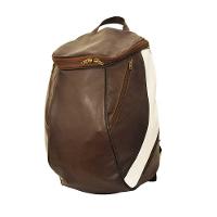 Mochila Masculina De Couro Grande Cor Marrom Com Faixa Branca? Sim - 1
