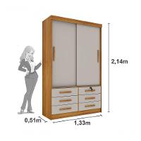 Guarda Roupa Casal Chicago 2 Portas 6 Gavetas S-espelho Tcil