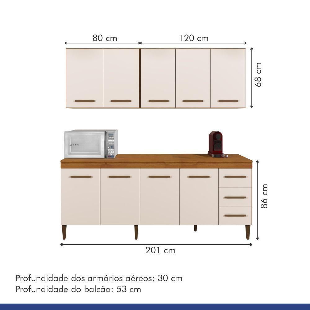 Cozinha Completa 9 Portas E 3 Gavetas Atenas Kaiki Moveis Nature-off White - 2
