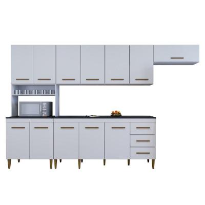 Cozinha Completa Atenas 12 Portas 3 Gavetas em MDF 305.5cm Amadeirado Texturizado