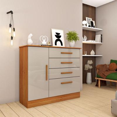 Cômoda Chicago 4 Gavetas 1 Porta em MDF com Puxadores Plástico e Corrediças Telescópicas
