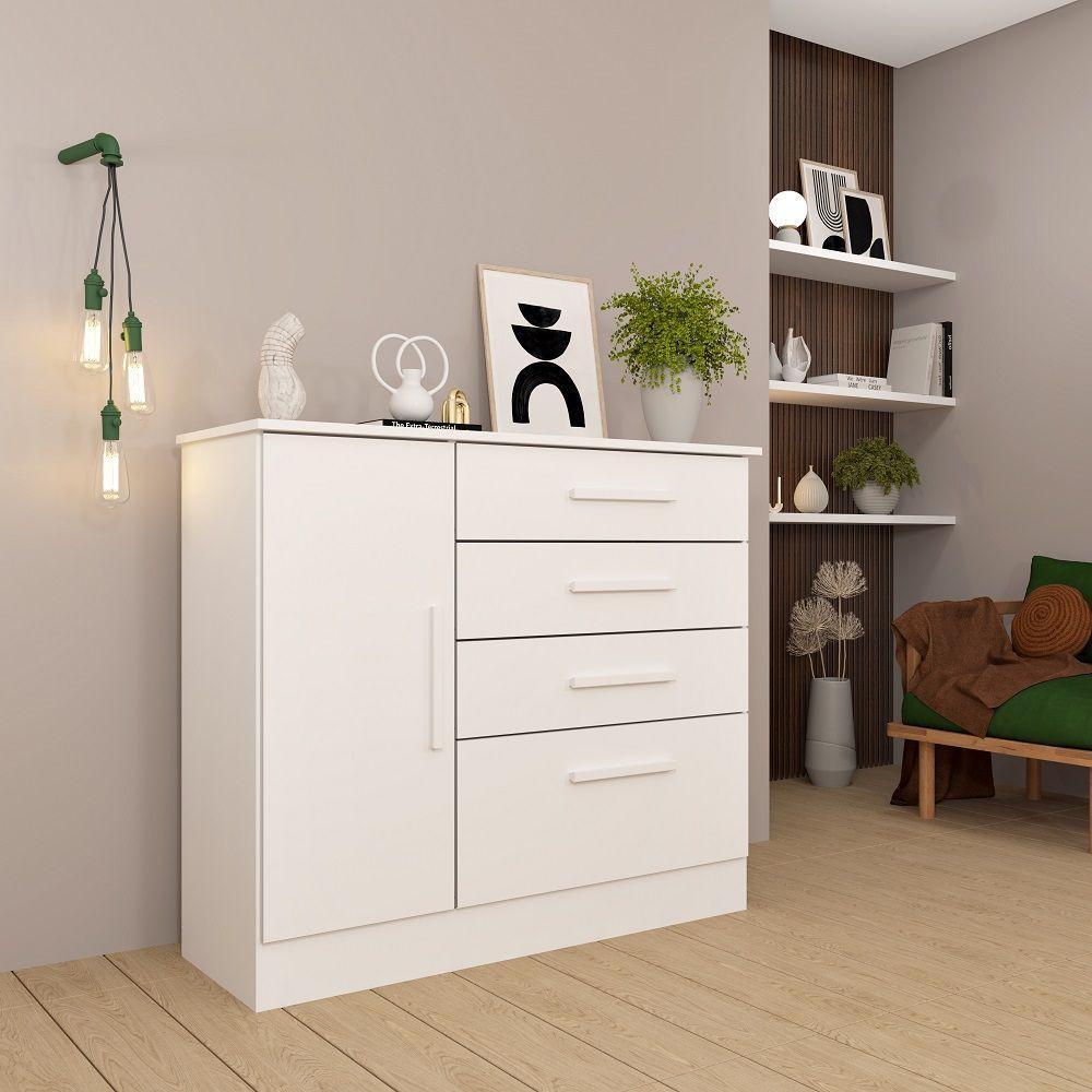 Cômoda Chicago 4 Gavetas 1 Portas Tcil - 4