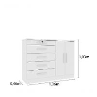 Comoda Istambul 5 Gavetas 2 Portas Tcil Neve - 2