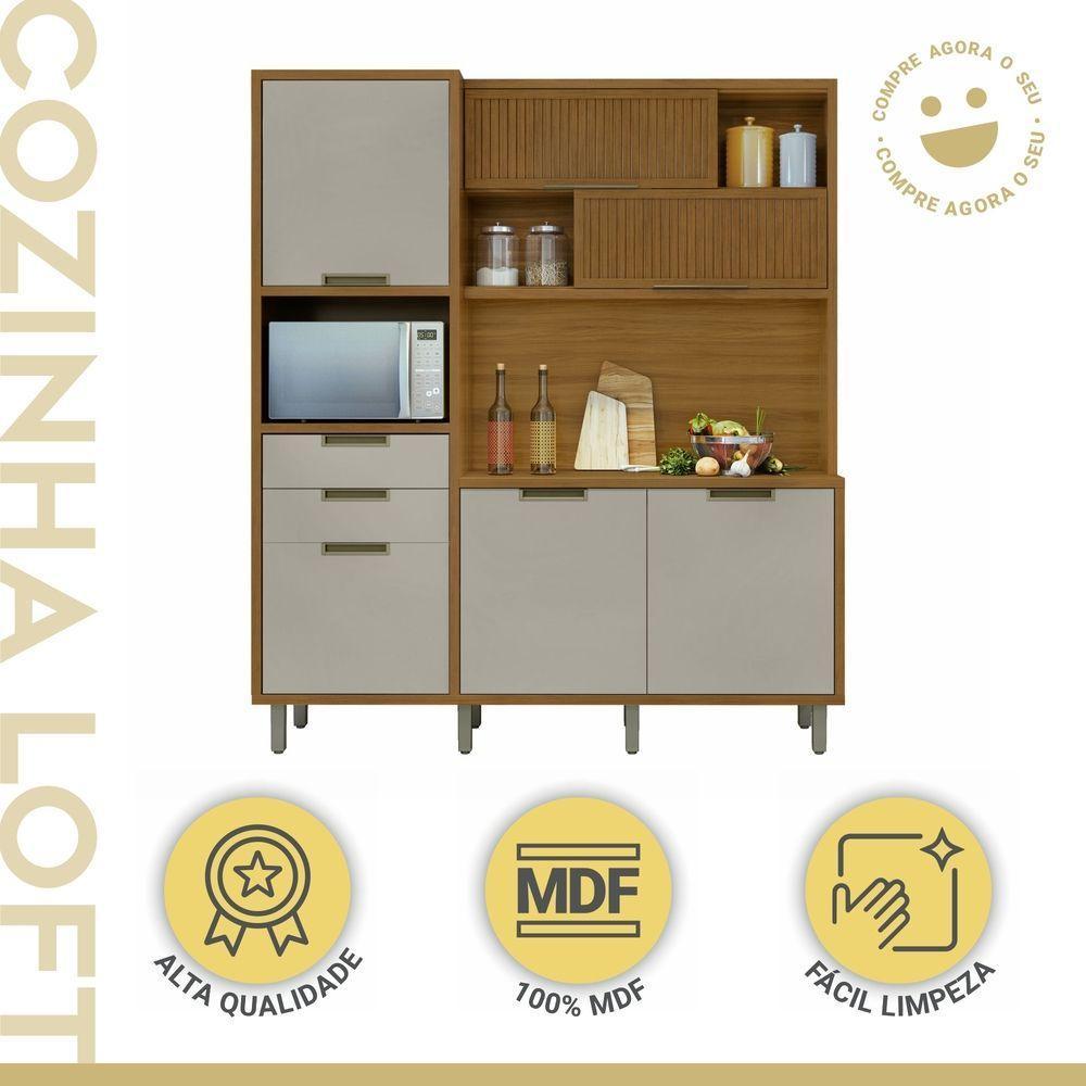 Cozinha Compacta 6 Portas 2 Gavetas Loft Imperatriz Nesher Móveis - 5