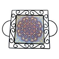 Fruteira De Mesa Bandeja Ferro E Azulejo Quadrada Premium Cozinha Azulejo G6 - 5