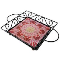 Fruteira De Mesa Bandeja Ferro E Azulejo Quadrada Premium Cozinha Azulejo G5 - 1