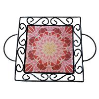 Fruteira De Mesa Bandeja Ferro E Azulejo Quadrada Premium Cozinha Azulejo G5 - 5