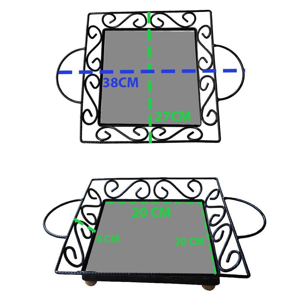 Fruteira De Mesa Bandeja Ferro E Azulejo Quadrada Premium Cozinha Azulejo G7 - 2