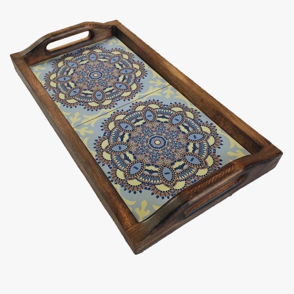 Bandeja Café Da Manhã Grande Com 2 Azulejos Azulejo G6 - 1