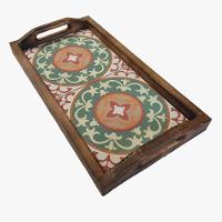 Bandeja Café Da Manhã Grande Com 2 Azulejos Azulejo G2 - 1