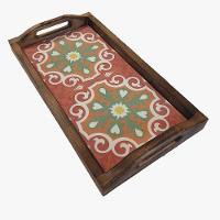 Bandeja Café Da Manhã Grande Com 2 Azulejos Azulejo G3 - 1